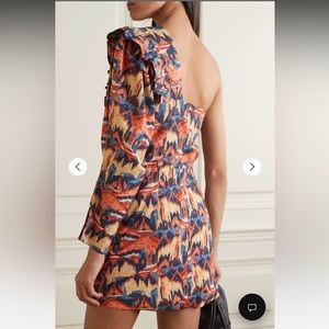 CHUFY One-sleeve Printed Voile Cotton Mini Dress